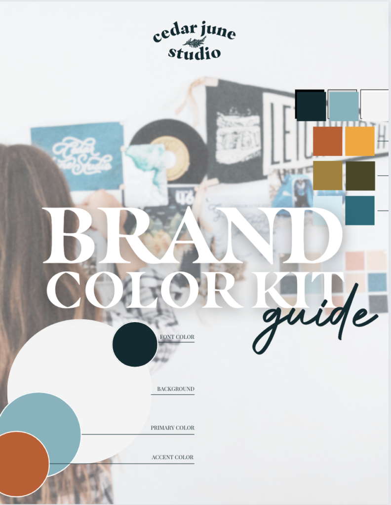 The purpose of this image is to guide viewers to a free resource they can use to create their brands color kit. 