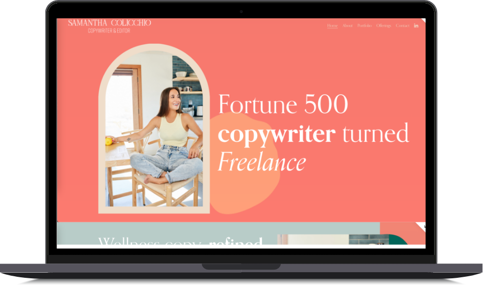 Square Space Website Design for Fortune 500 Copywriter turned Freelance